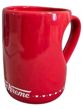 Krispy Kreme Doughnuts Valentine 3D Heart Handle 12 oz. Ceramic Mug Cup Red